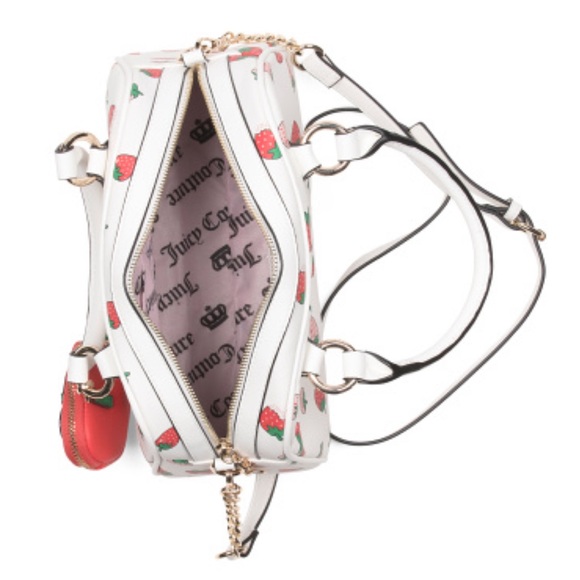 Juicy Couture White Strawberry Print Bowler Bag - Picture 6 of 7